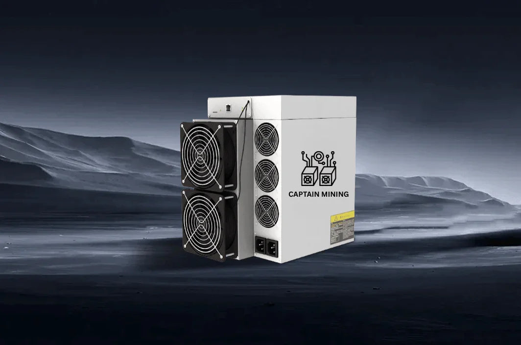 Illustration of an ASIC miner against a dark landscape