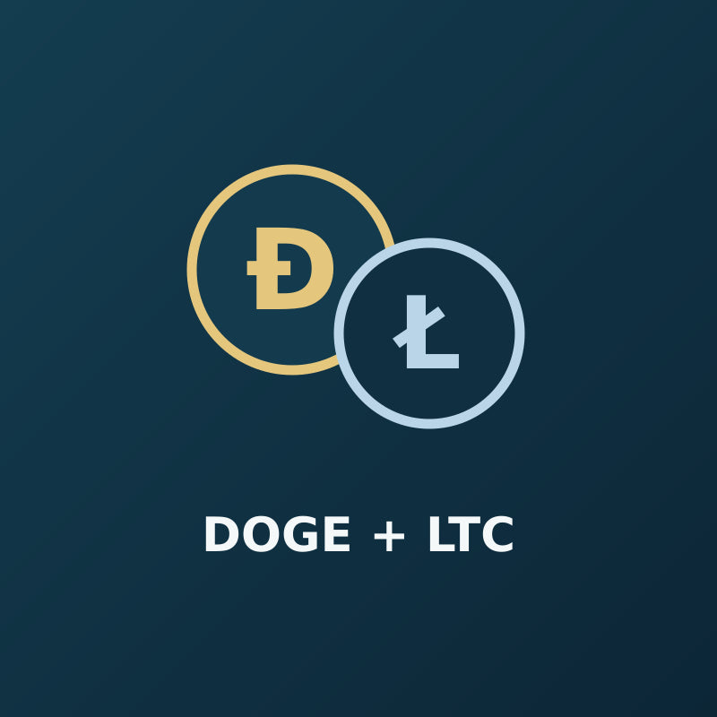 Collection Dogecoin et Litecoin — symboles des deux monnaies