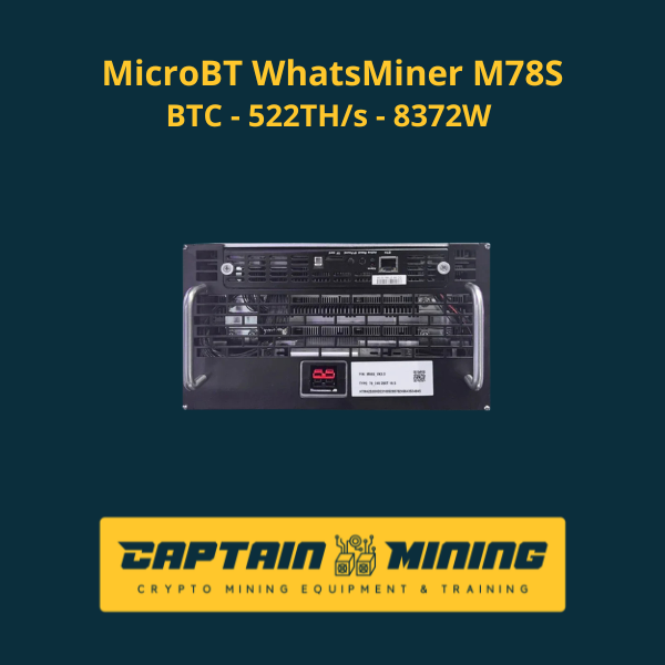 MicroBT WhatsMiner M78S 522TH/s 8372W oil-cooled Bitcoin miner – front panel with display Imagen principal del producto