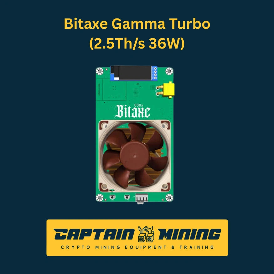 Bitaxe Gamma Turbo 2.5TH/s 36W Bitcoin Solo Miner - high-performance open-source bitaxe miner with active fan cooling for solo BTC mining