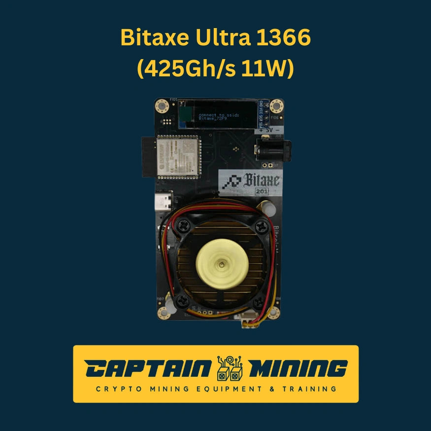 Bitaxe Ultra 1366 425Gh/s 11W Bitcoin Solo Miner - ultra low-power energy-efficient bitaxe miner ideal for silent solo bitcoin mining and education