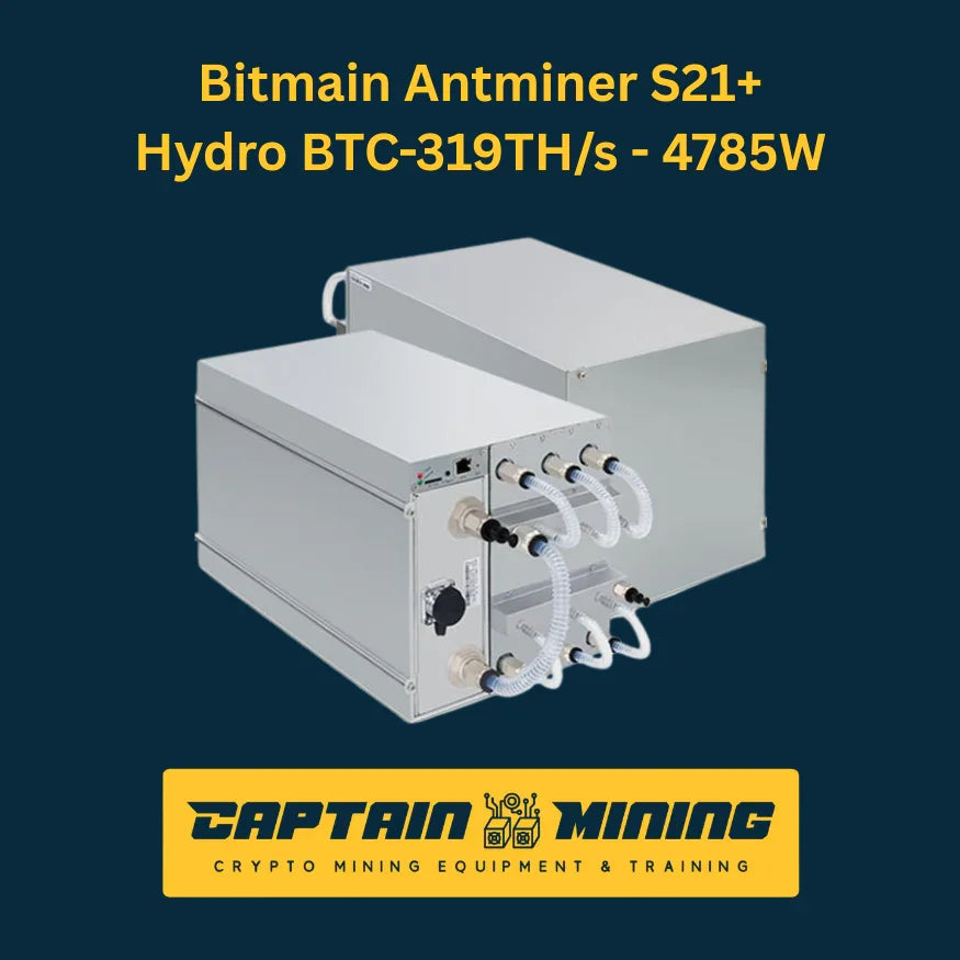 Bitmain Antminer S21+ Hydro BTC-319TH/s 4785W Top Angle View - Hydro Cooling Bitcoin Miner - CaptainMining