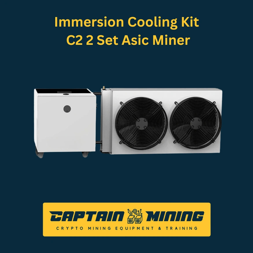 Immersion Cooling Kit C2 for 2 ASIC miners – compact liquid cooling system with dual fan radiator unit for Bitcoin mining heat dissipation by CaptainMining