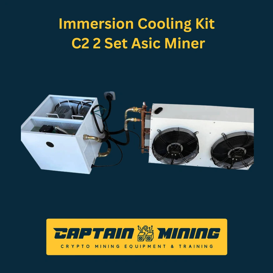 Immersion Cooling Kit C2 open interior view with radiator and cooling unit – 2 ASIC miner liquid immersion cooling solution showing tank and heat exchanger