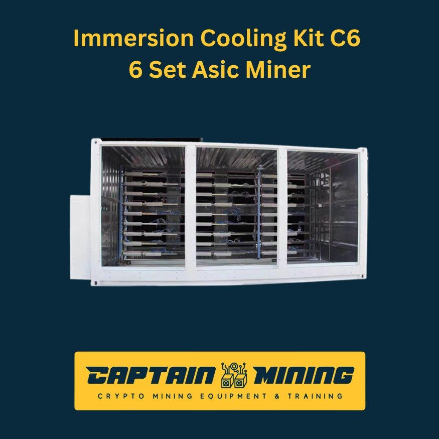 Immersion Cooling Kit C6 for 6 ASIC miners – open rack immersion cooling system with miner slots and liquid cooling infrastructure for crypto mining farms