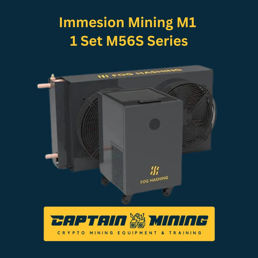 Immersion Mining M1 by Fog Hashing angle view for M56S Series – single ASIC miner immersion cooling unit with integrated heat exchanger and ventilation system