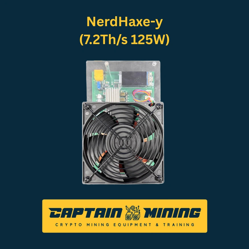 NerdHaxe-y 7.2Th/s 125W Bitcoin Solo Miner – compact open-source ASIC miner with cooling fan, available at CaptainMining Canada