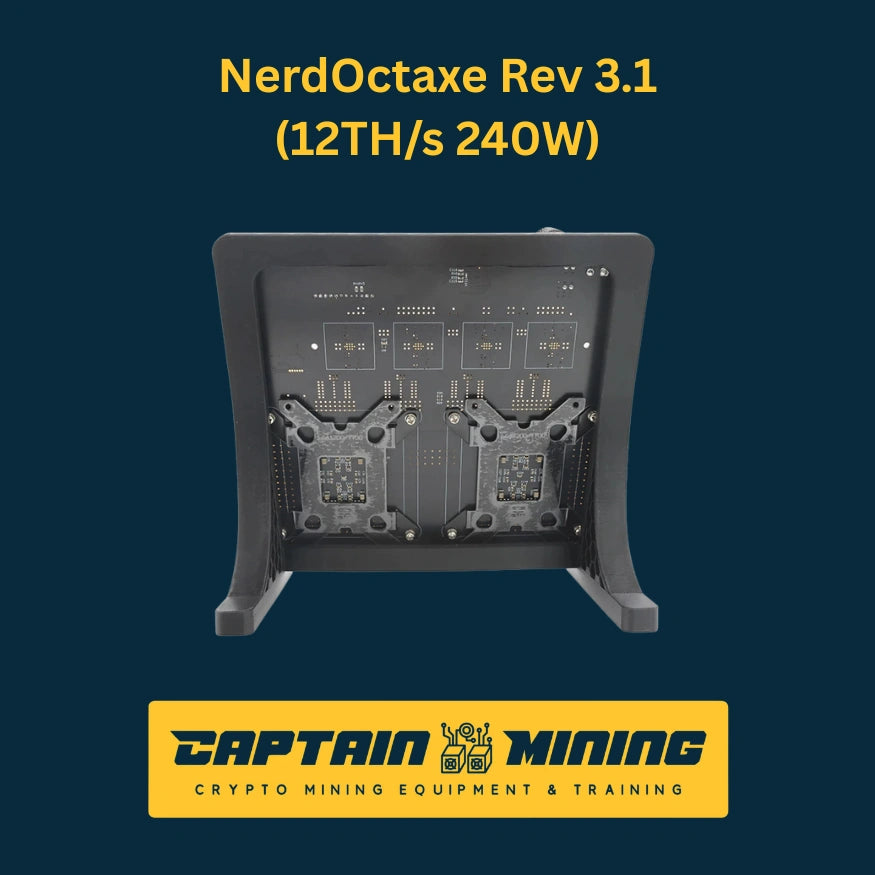 NerdOctaxe Rev 3.1 hashboard rear view showing dual ASIC boards - 12Th/s 240W bitcoin solo miner internal components for maximum solo mining performance
