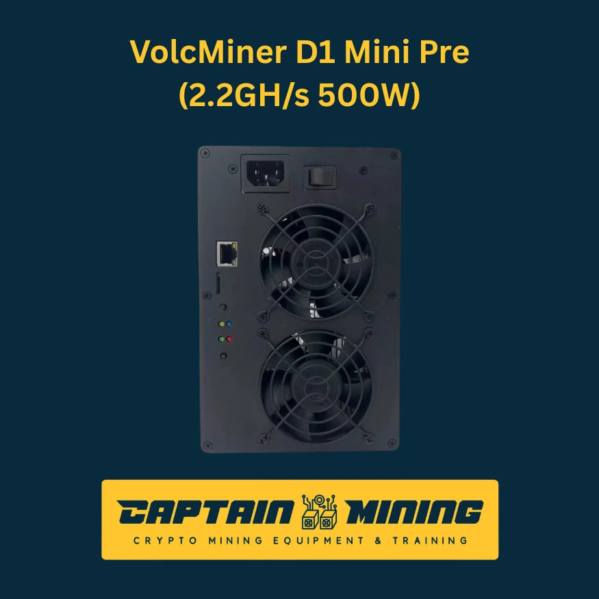 VolcMiner D1 Mini Pre 2.2GH/s 500W ASIC Miner - Back View with Fans and Ports - CaptainMining
